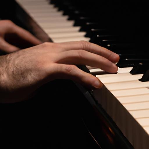 Gần cận chụp tay của nghệ sĩ piano đánh những phím với cảm xúc mãnh liệt.