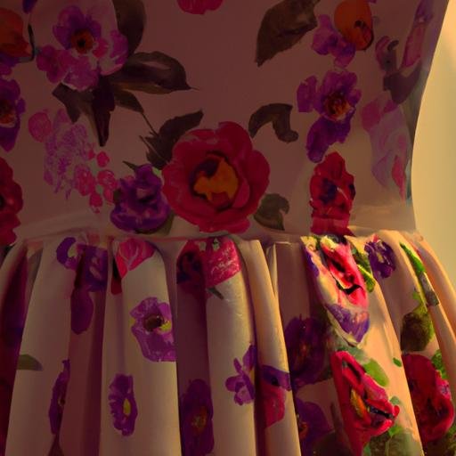 Chiếc váy họa tiết hoa với gam màu hồng tím độc đáo.