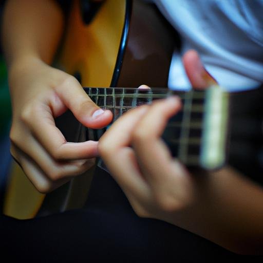 Một cận cảnh các ngón tay của một nghệ sĩ guitar khi chơi 'Hợp âm ngày xưa anh nói'