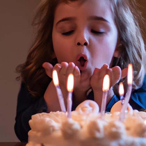 Cô bé thổi tắt nến trên bánh sinh nhật