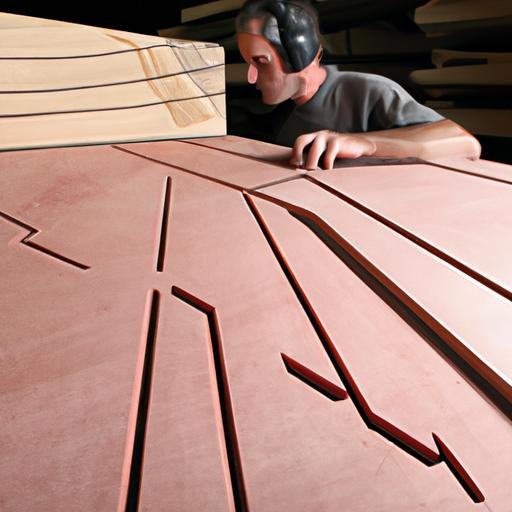 Một công nhân quan sát quá trình cắt chính xác của máy cắt 1 35 x 3200 trên khối gỗ.