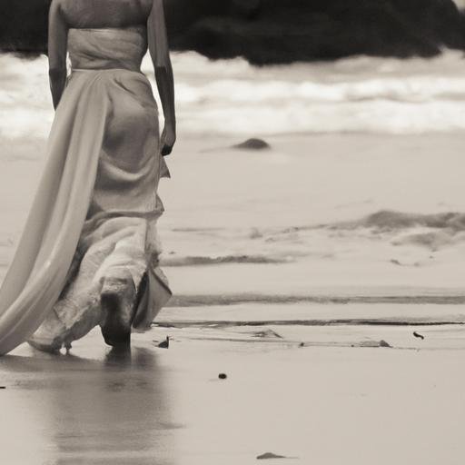 Cách đi đứng quý phái với váy dài trên bãi biển