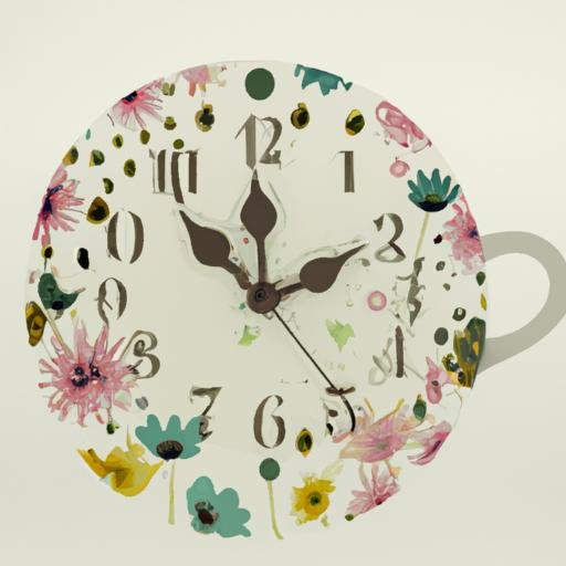 Đồng hồ bằng giấy trong hình dáng tách trà với mẫu hoa