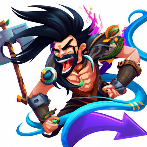 Draven Draven trong trận chiến gay cấn với các tướng Liên Minh Huyền Thoại khác.