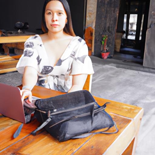 Đưa laptop đến quán cà phê thả ga cùng túi xách đựng laptop nữ