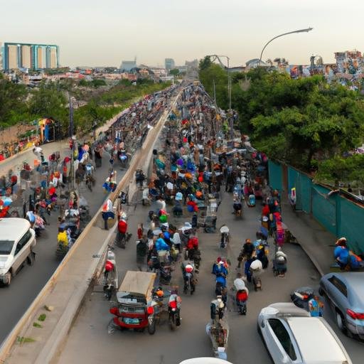 Đường xa xôi đông đúc dẫn đến Cầu Vượt Linh Xuân trong giờ cao điểm.