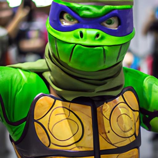 Người hâm mộ tham gia sự kiện cosplay với trang phục Ninja Rùa trong tài game TMNT.