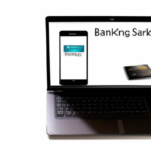 Giao diện internet banking an toàn với một máy tính xách tay và điện thoại thông minh