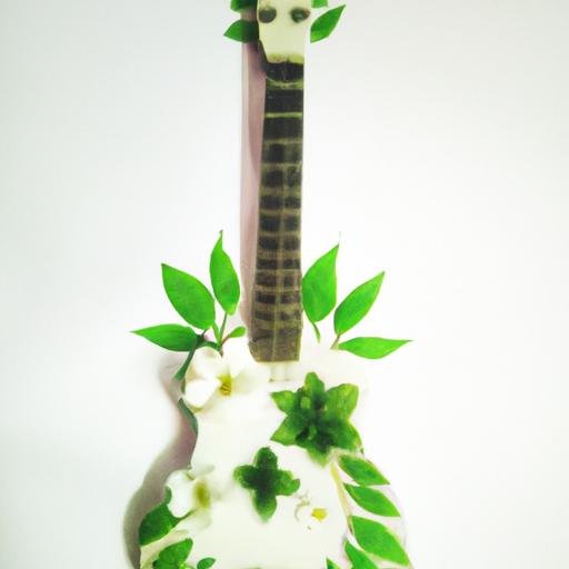 Đàn guitar được tạo hình bằng hoa và lá
