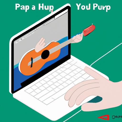 Người học chơi hợp âm Anh Nhà với video hướng dẫn đàn guitar trên máy tính.