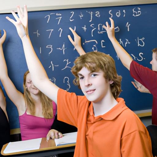 Học sinh hăng hái giơ tay trả lời câu hỏi về toán học.