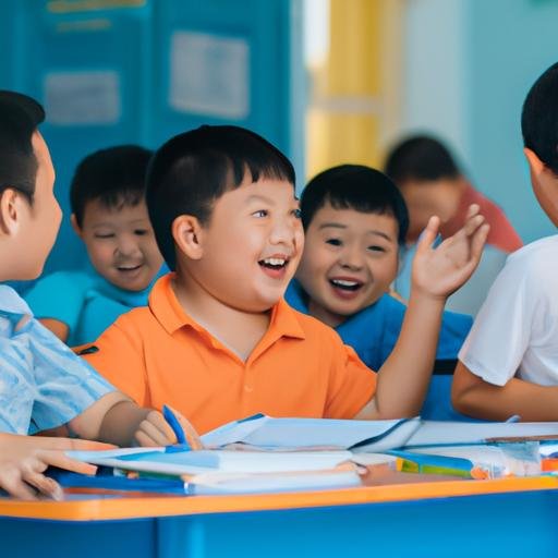 Một nhóm học sinh trẻ vui vẻ học tập cùng nhau tại một trường tiểu học ở huyện Bình Chánh.