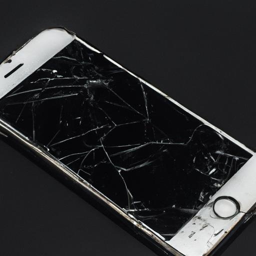 Một chiếc iPhone 6 bị vỡ màn hình và hiển thị đen.