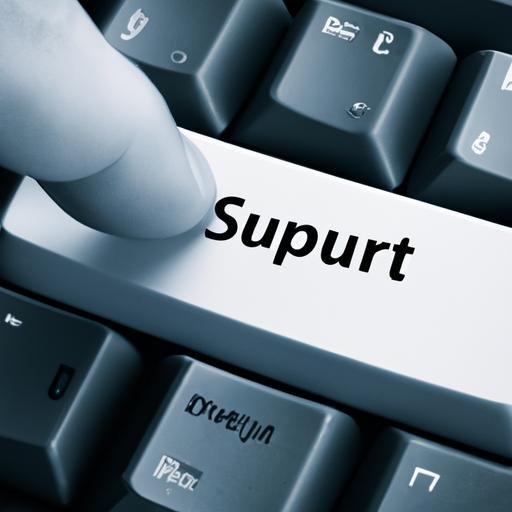 Gần cận bàn phím máy tính với tay IT support sẵn sàng ấn vào một phím bất kỳ