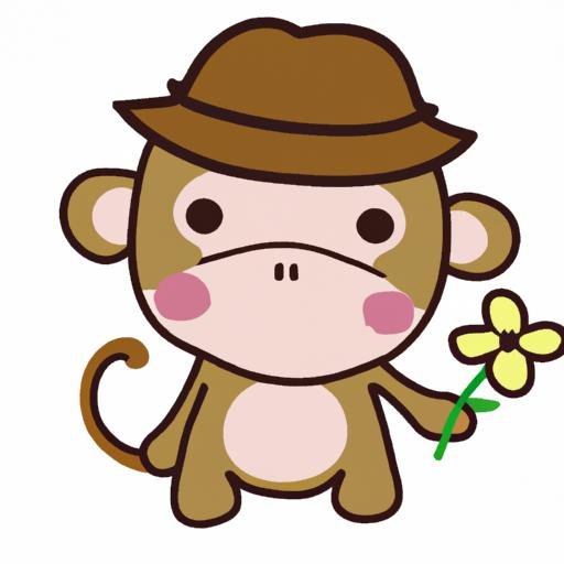 Khỉ đội mũ đáng yêu và cầm hoa