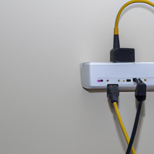 Modem VNPT được treo trên tường và có các dây cáp đang kết nối vào nó