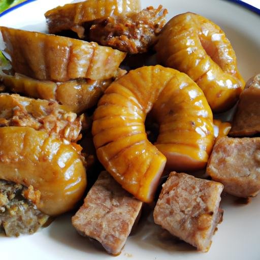 Món ăn truyền thống Việt Nam với rau dăm ba và thịt heo