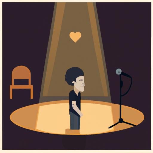 Một người đứng một mình trên sân khấu, hát một bài hát buồn về tình yêu.