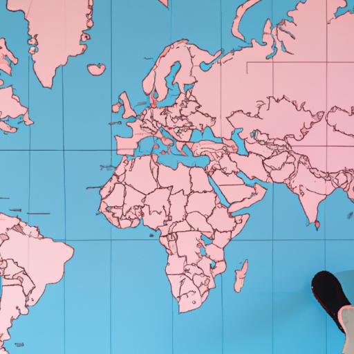 Người đứng trước bản đồ thế giới để tìm kiếm khách hàng nước ngoài