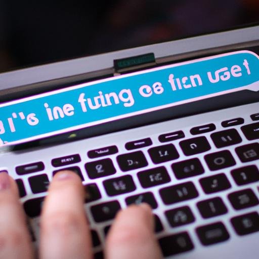 Người đang gõ bàn phím trên laptop có dán sticker 'Tiếng Anh Thú Vị'.