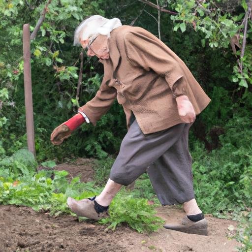 Người lớn tuổi đang làm việc trong vườn
