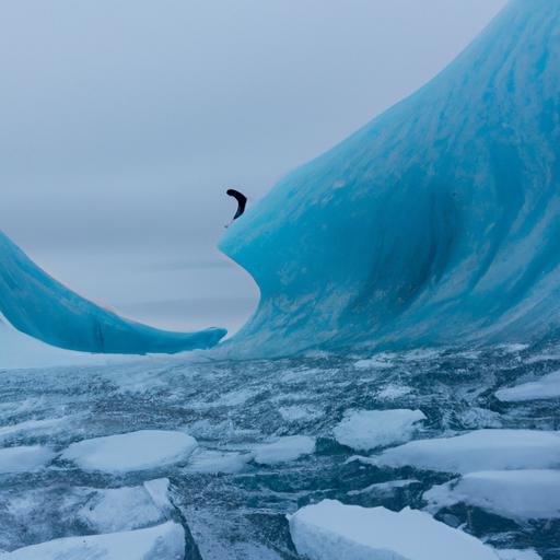 Người lướt sóng trên sự kết hợp của băng và nước