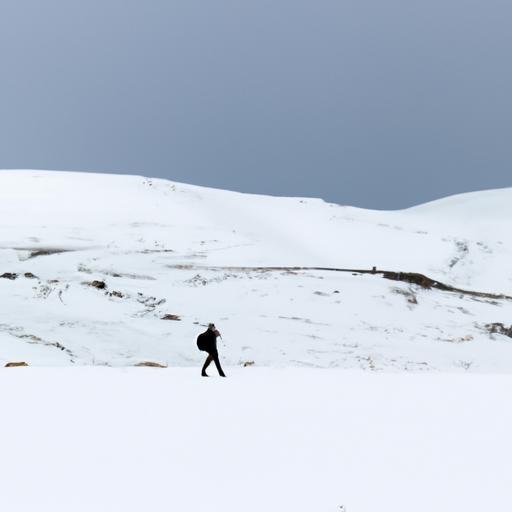Người sống sót duy nhất đi bộ trên cảnh quan phủ đầy tuyết tuyết