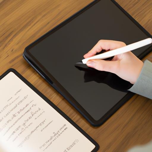 Người sử dụng bút cảm ứng trên iPad Pro 10.5 để viết trong ứng dụng ghi chú.