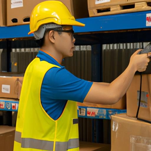 Nhân viên kỹ thuật cao của Depot Đồng An đang cẩn thận quét mã vạch trên một bưu kiện.