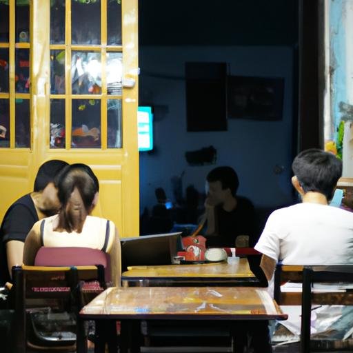 Một nhóm người đang học tập, làm việc vào khuya tại một quán cà phê hoạt động 24/24 ở Hà Nội