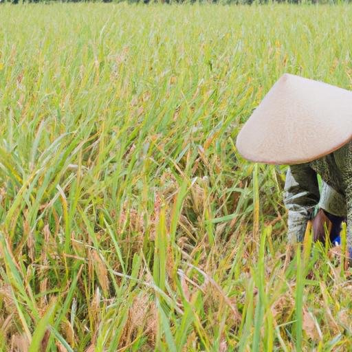 Nông dân thực hiện thu hoạch mùa của trên miền quê Việt Nam.
