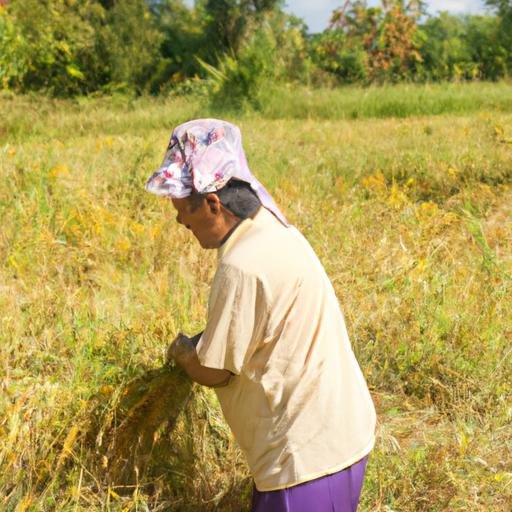 Nông dân thu hoạch gạo Tám Thơm tại cánh đồng