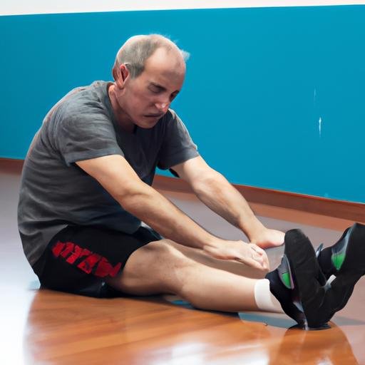 Ông già đang duỗi cơ thể trước khi tập thể hình tại Aan Gym Fitness