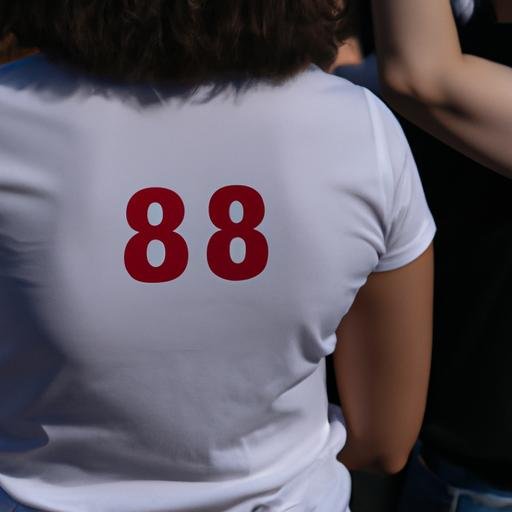Một phụ nữ mặc áo phản đối với chữ '8/3' in trên áo tại cuộc biểu tình.