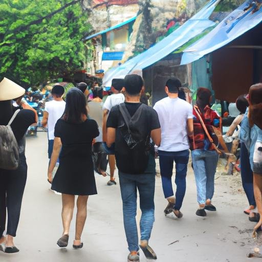 Các người dân đang đi bộ trên đường chính của Phường 1