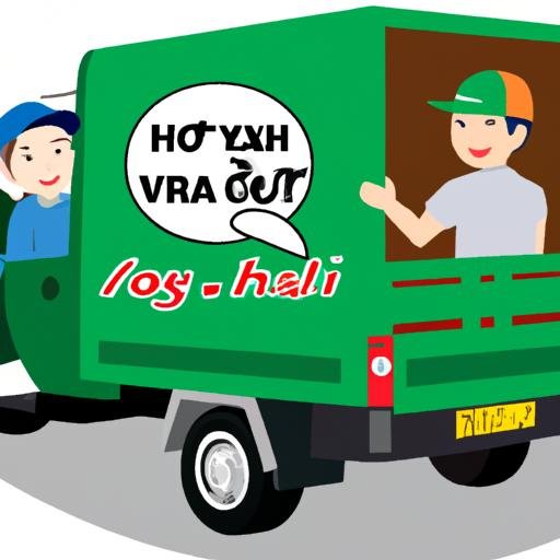 Xe tải chở hàng của nhà xe Quý Hoa giao hàng cho khách hàng