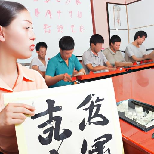 Đoàn sinh viên thực hành tiếng Trung trong phòng học