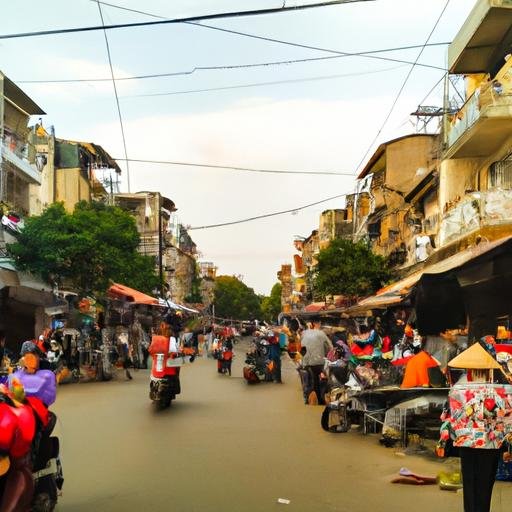 Một con phố hối hả đầy người mua sắm và ăn uống tại Tam Á Gia Đông Thuận Thành Bắc Ninh.