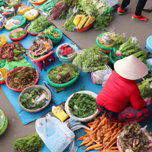 Một chợ truyền thống đầy màu sắc với những người mua hối hả tại Tam Á Gia Đông Thuận Thành Bắc Ninh.