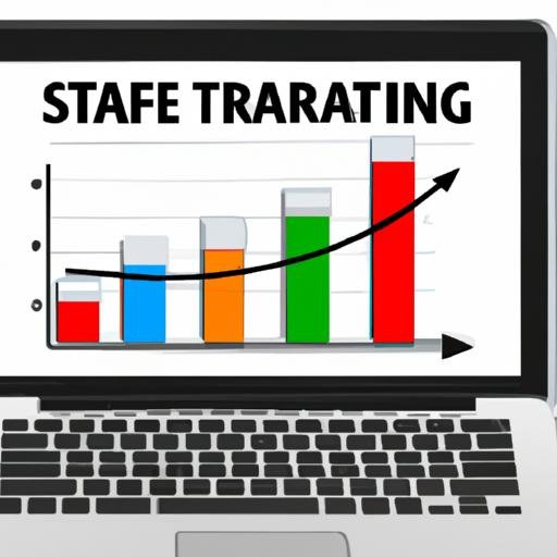 Hình minh họa một màn hình laptop với biểu đồ cột cho thấy tăng trưởng lưu lượng truy cập sau khi tối ưu hóa SEO.