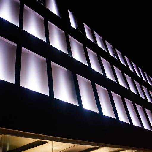 Tòa nhà hiện đại với đèn LED tuyệt đẹp vào ban đêm