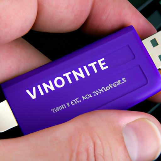 Một tay cầm USB có logo Vinaphone, ngụ ý về hành vi ăn trộm dữ liệu.