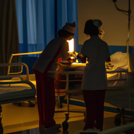 Y tá đang chăm sóc bệnh nhân trong ca làm việc khuya tại một bệnh viện ở Hà Nội