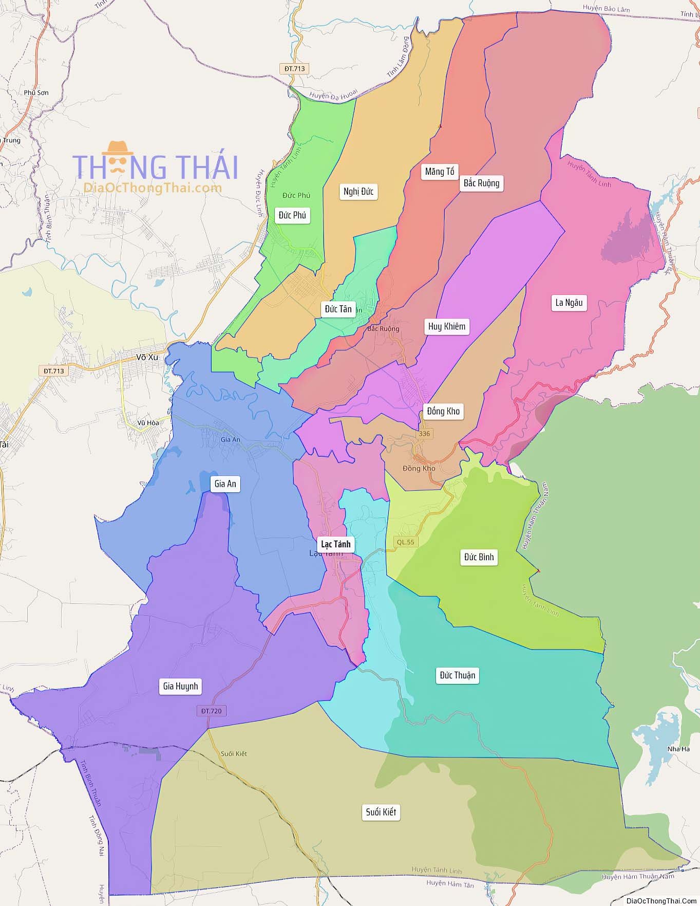 Bản đồ huyện Tánh Linh (Kích thước lớn).