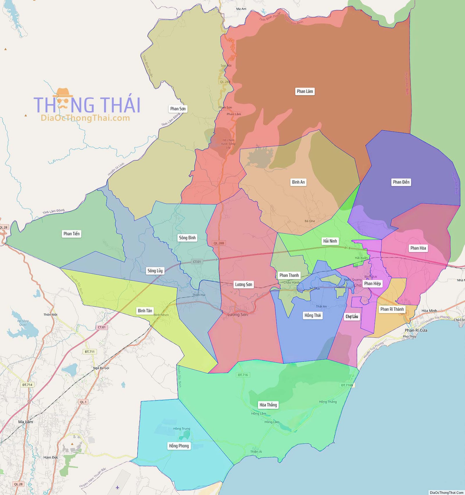 Bản đồ huyện Bắc Bình (Kích thước lớn).