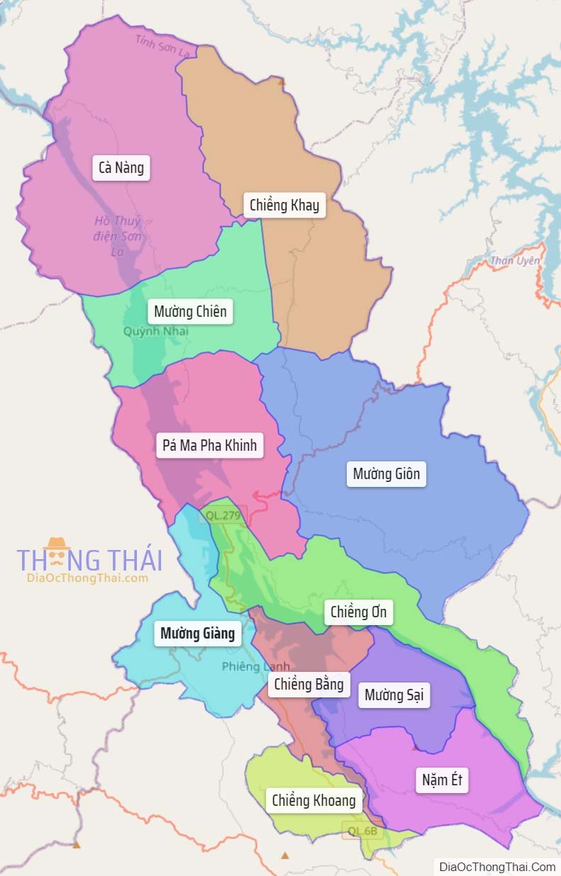 Bản đồ huyện Quỳnh Nhai.