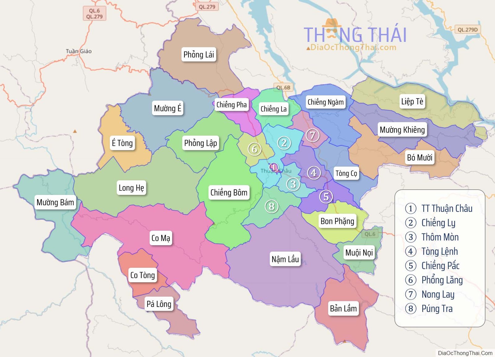 Bản đồ huyện Thuận Châu.