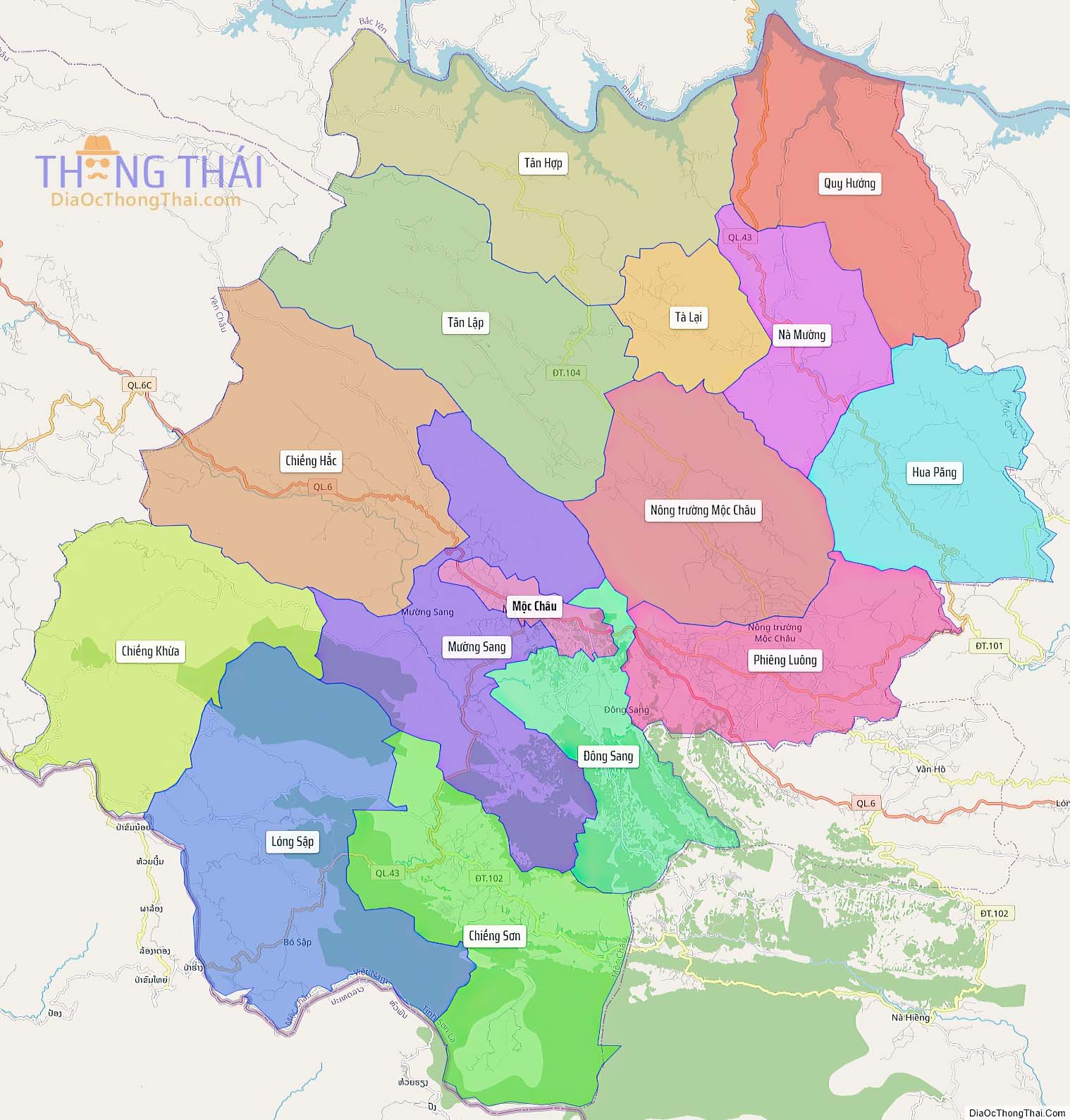 Bản đồ huyện Mộc Châu (Kích thước lớn).