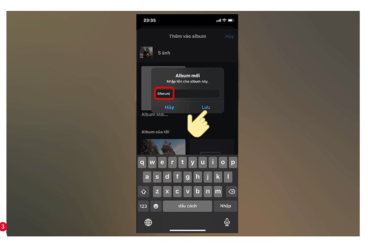 Nhấn Album mới, đặt tên cho album rồi chọn Lưu