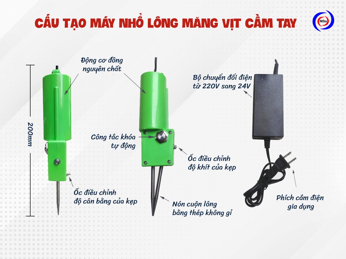 Cấu tạo máy nhổ lông măng vịt cầm tay